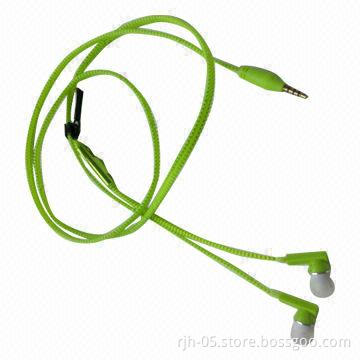 High-quality Metal Zipper Earphones with 20-20,000Hz Frequency Response